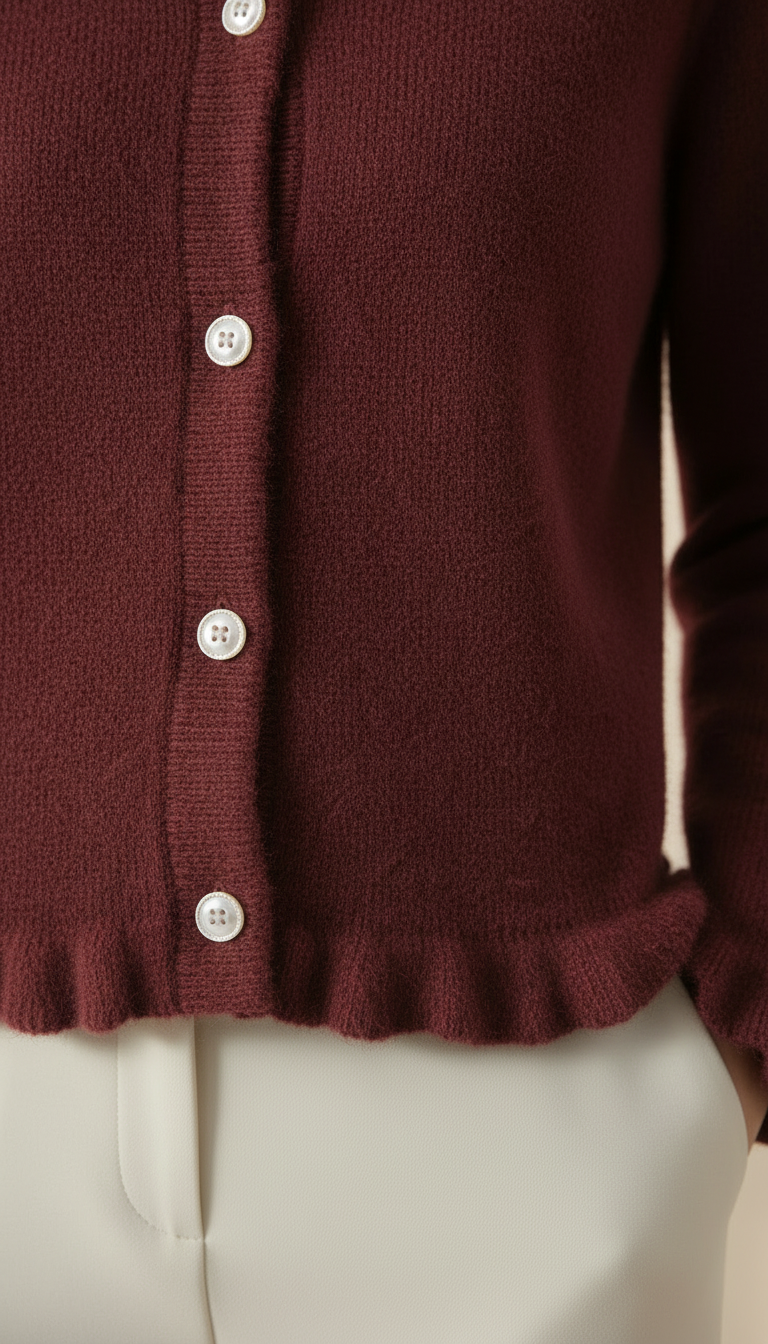 Cardigan en Maille Moelleuse à Volants | Boutons Bijoux