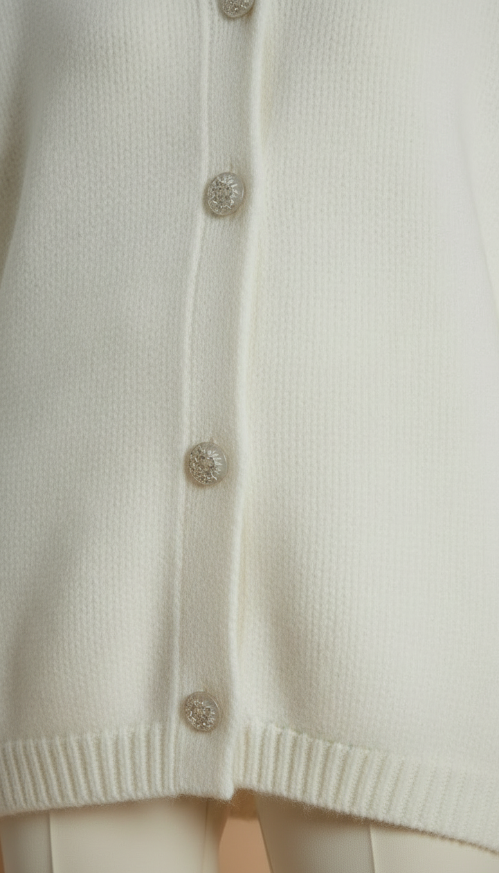 Cardigan Oversize en Maille Épaisse | Col Rond et Boutons Bijoux