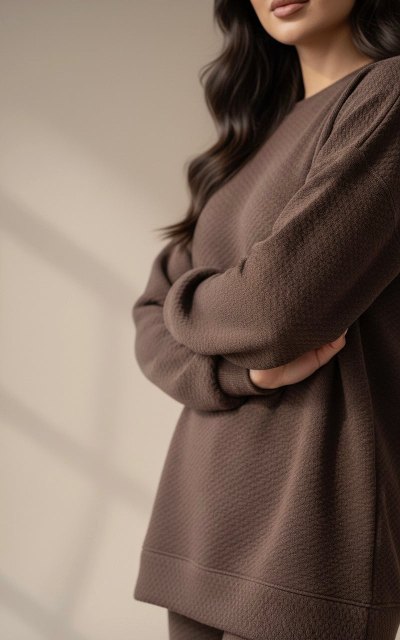 Ensemble Coordonné en Maille Texturée | Pull Oversize et Pantalon Large